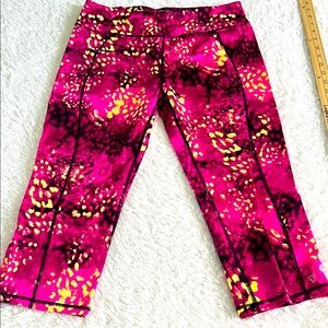 Vibrant Pink and Yellow Betsey Johnson Leggings. Size L.